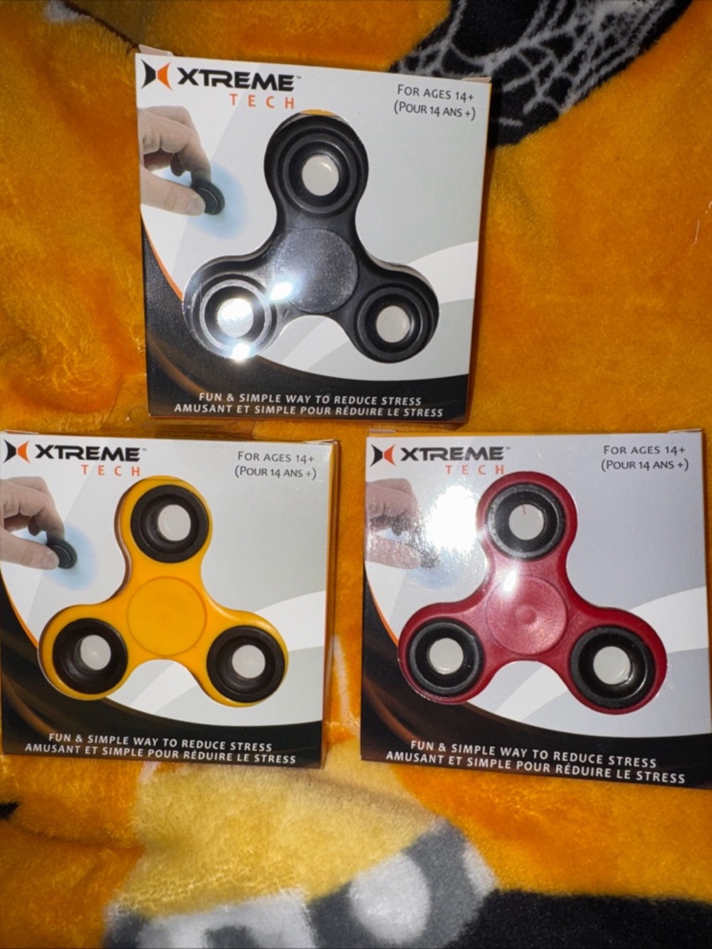 Xtreme Tech Tri-Spinner Set in Black, Yellow & Red